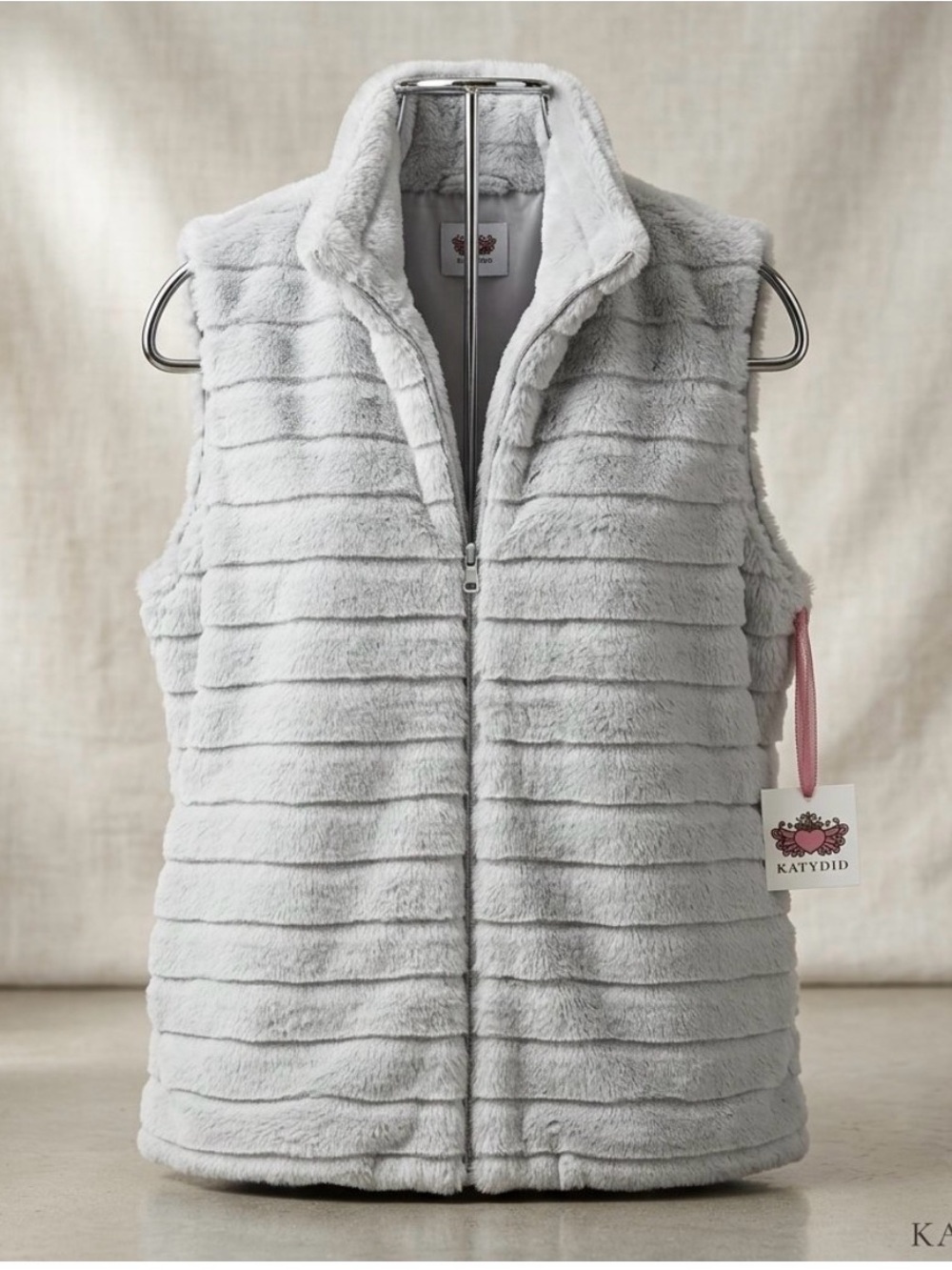 NWT - Katydid Mint Green Faux Rabbit Fur Vest -Size L